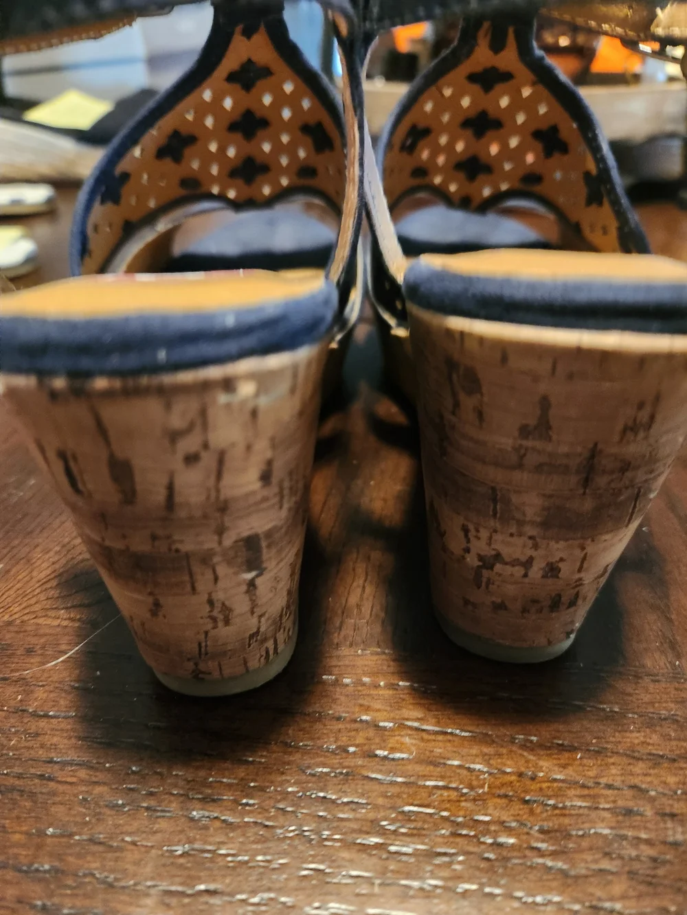 Women's Navy Espadrille T-Strap Sandals by